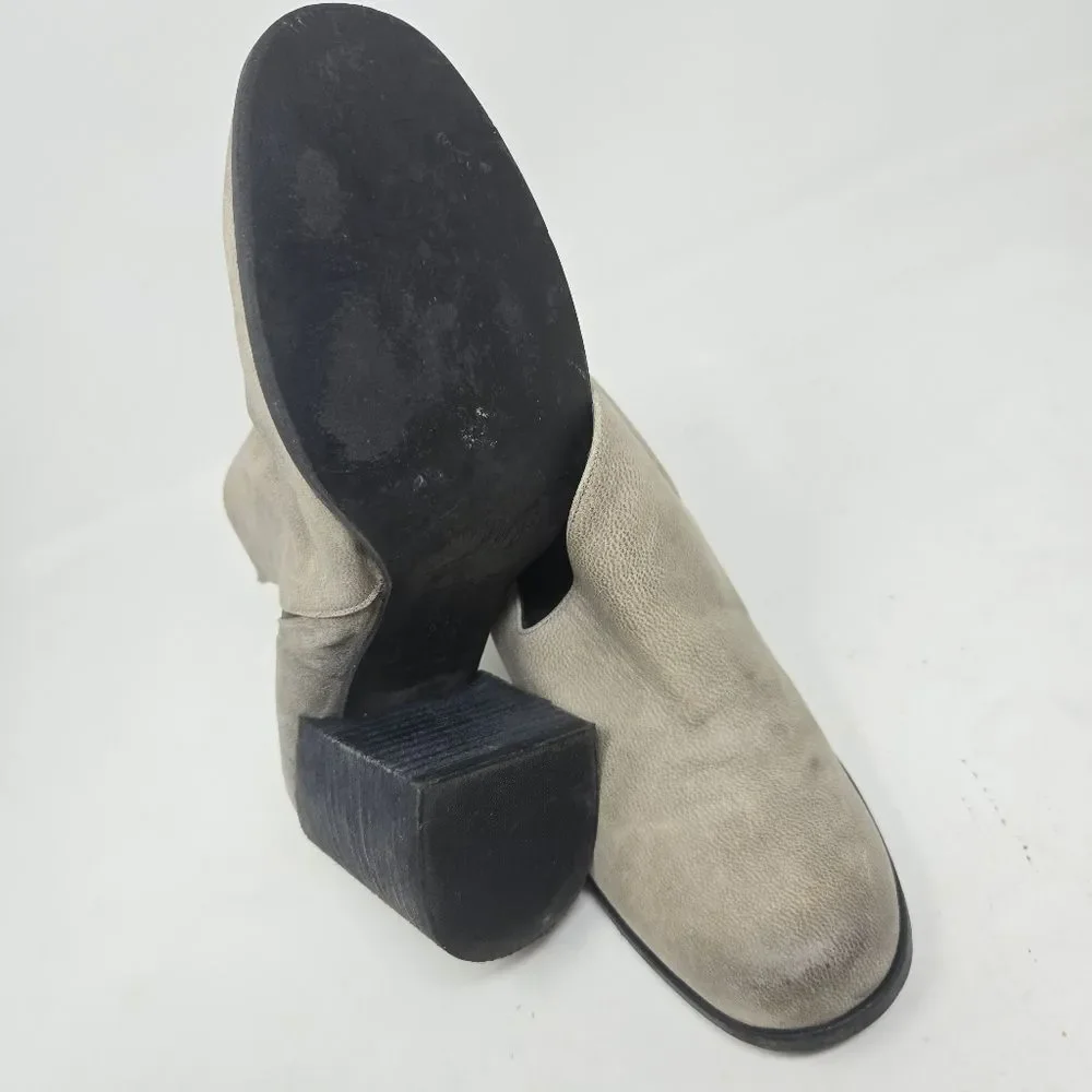 FREE PEOPLE Terrah Grey Leather‎ Cut Out Pull On Ankle Booties Boots Size 39 | 9